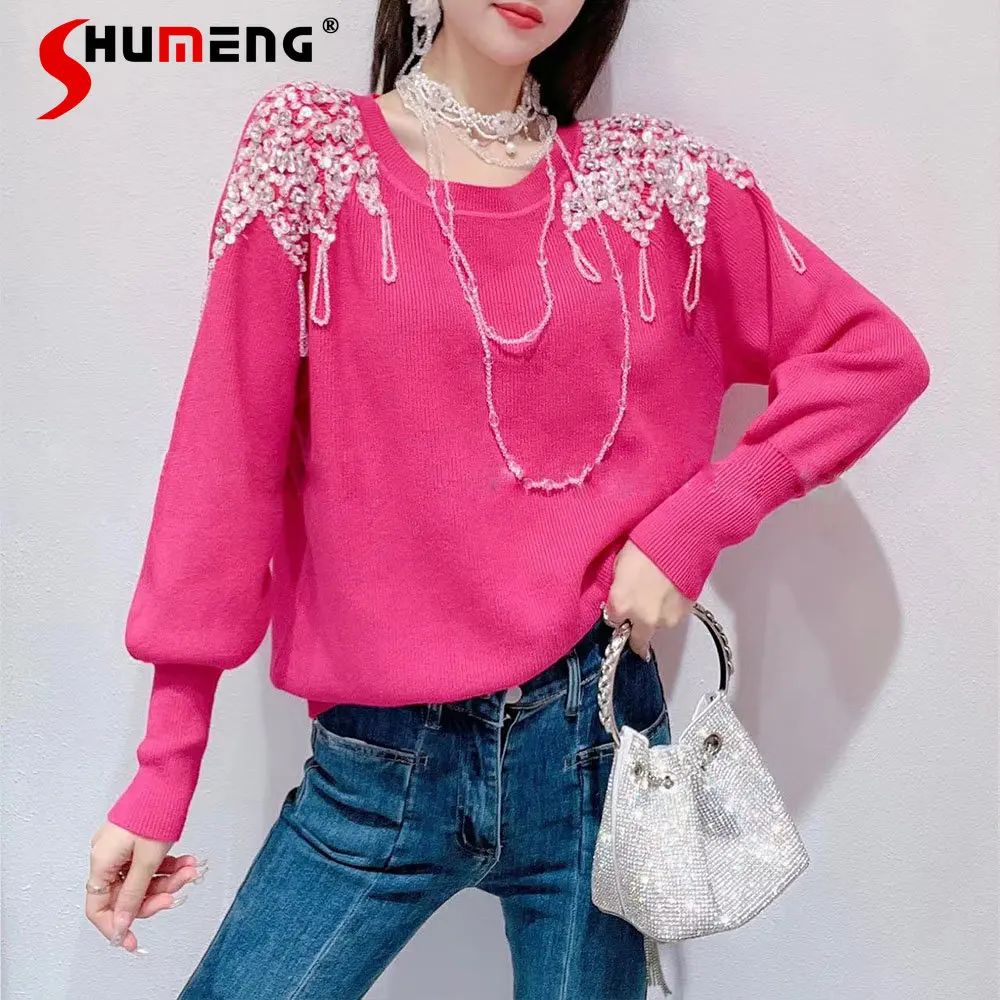 Women's Autumn Fashion Fairy Trendy O-neck Sweater Ladies New Korean Style Sweet Rhinestone Loose Slimming Pullover Knitted Top
Women's Autumn Fashion Fairy Trendy O-neck Sweater Ladies New Korean Style Sweet Rhinestone Loose Slimming Pullover Knitted Top