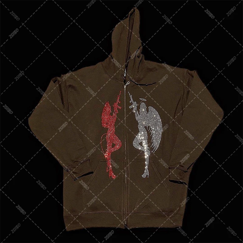 Zip Hoodie Rhinestone Skeleton Goth Sweatshirt Sport Coat Pullover Gothic Long Sleeve Hoodie Y2k Jacket Men And Women Hoodies
Zip Hoodie Rhinestone Skeleton Goth Sweatshirt Sport Coat Pullover Gothic Long Sleeve Hoodie Y2k Jacket Men And Women Hoodies