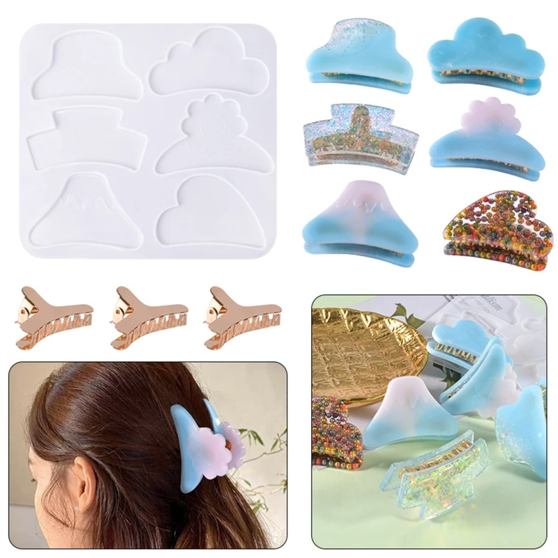 

Irregular Shark Hair Pin Mold Silicone Resin Epoxy Barrette Mold Agate Crystal Mould for DIY Crafts Making Accessories