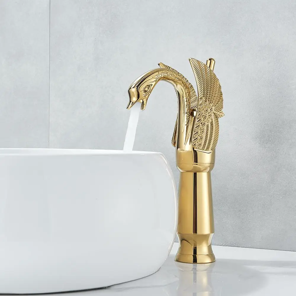 Basin Faucets New Design Swan Faucet Gold/Black Plated Wash Basin Faucet Hotel Luxury Copper Gold Mixer Taps hot and cold Taps
Basin Faucets New Design Swan Faucet Gold/Black Plated Wash Basin Faucet Hotel Luxury Copper Gold Mixer Taps hot and cold Taps