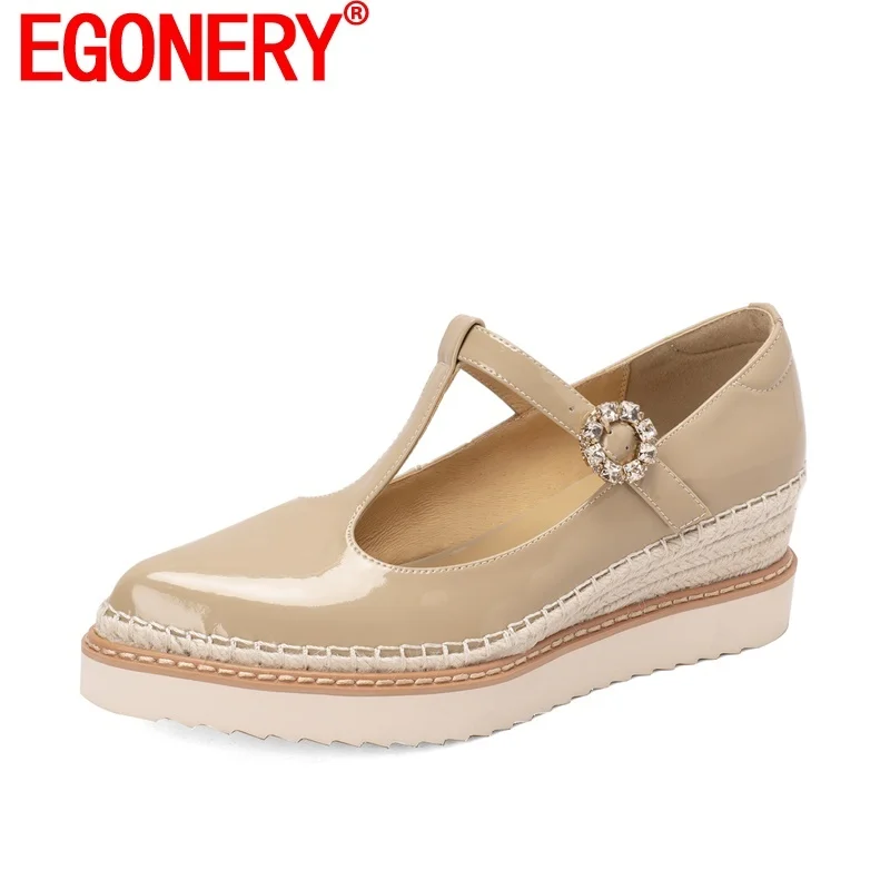 EGONERY Women Fashion High Heels Platform Wedge Full Leather Shoes Autumn New Style Patent Leather T-Strap Casual Pumps 34-39
EGONERY Women Fashion High Heels Platform Wedge Full Leather Shoes Autumn New Style Patent Leather T-Strap Casual Pumps 34-39