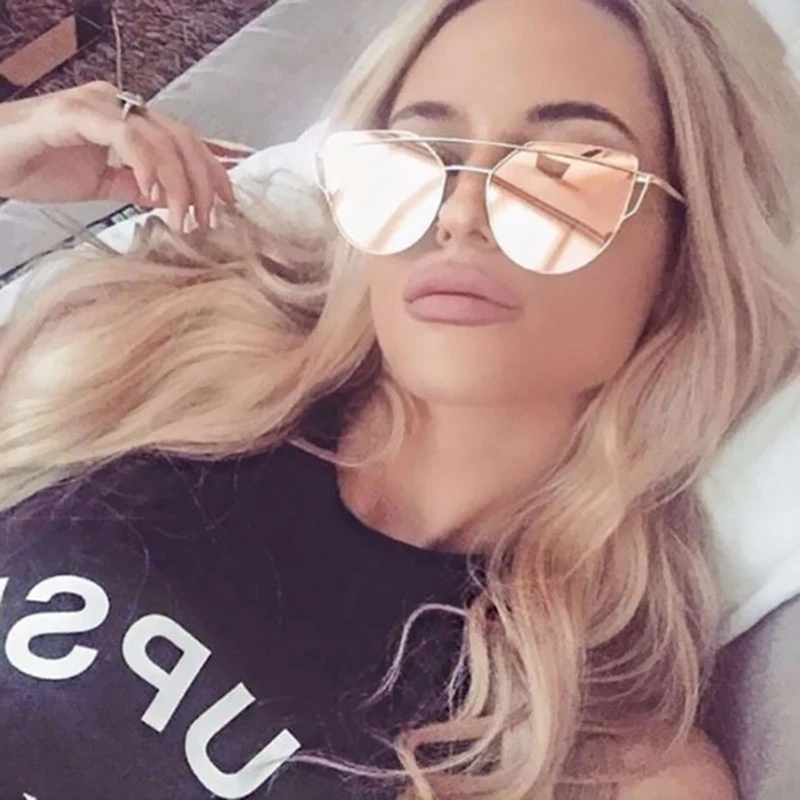 Cat Eye vintage Brand designer rose gold mirror Sunglasses For Women Metal Reflective flat lens Sun Glasses Female oculos 2021
Cat Eye vintage Brand designer rose gold mirror Sunglasses For Women Metal Reflective flat lens Sun Glasses Female oculos 2021