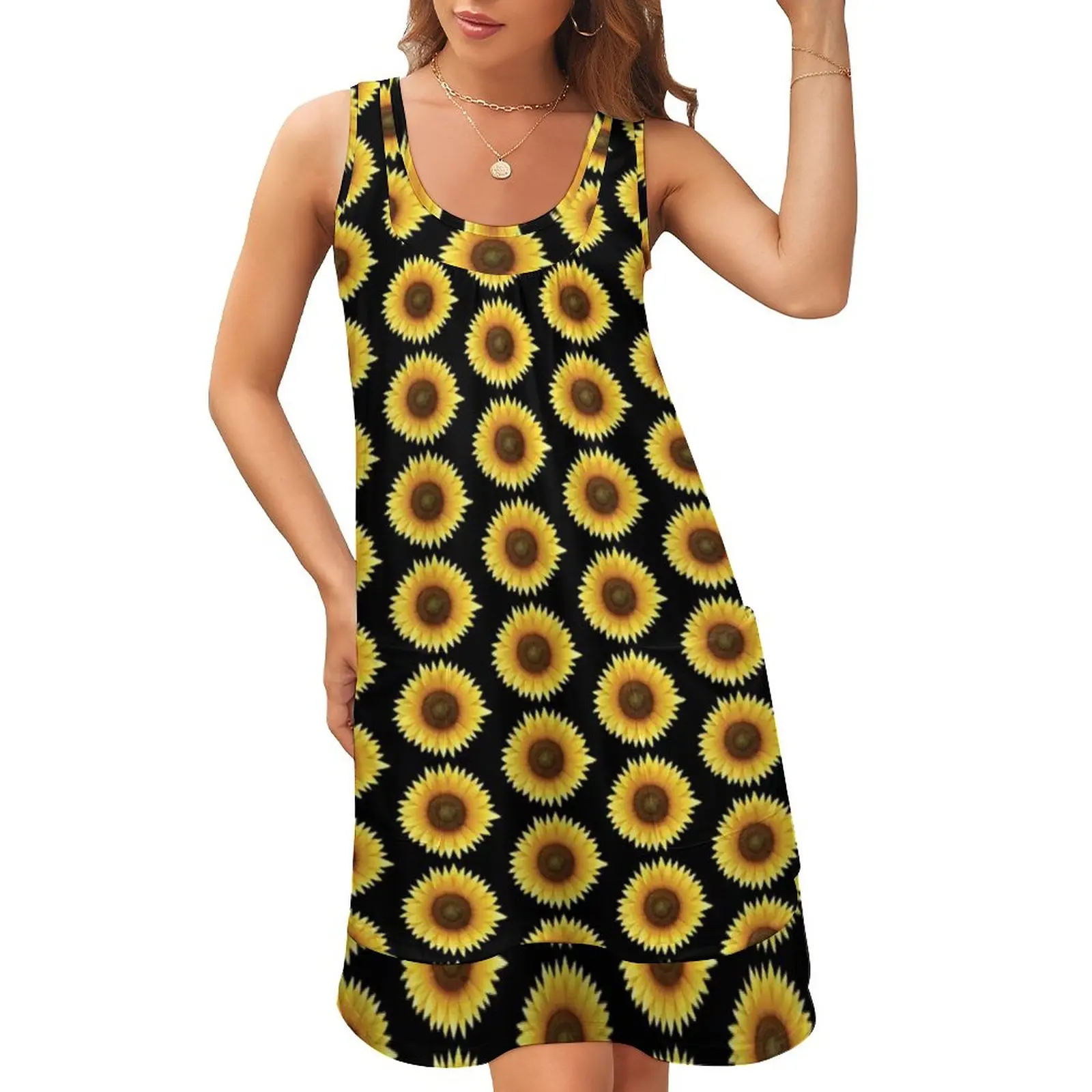 Sunflower Print Dress Flower Sunshine Night Dresses Womens Sleeveless Streetwear Casual Dress Summer Graphic Oversized Clothing 
Sunflower Print Dress Flower Sunshine Night Dresses Womens Sleeveless Streetwear Casual Dress Summer Graphic Oversized Clothing