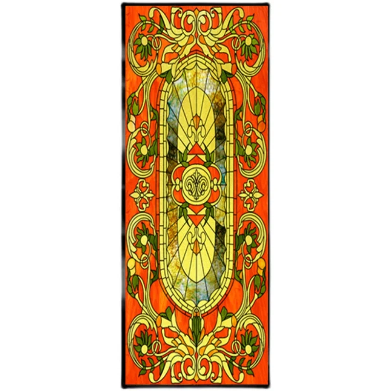 Colored glass European porch screen partition living room ceiling glass background wall 
Colored glass European porch screen partition living room ceiling glass background wall