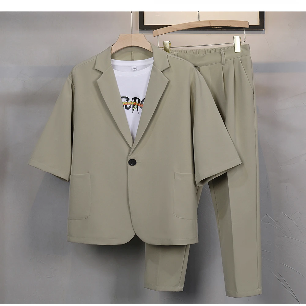 Summer Fashion Men's Suit Short Sleeve Shirt Pants Light and Thin Solid Linen 2-Piece Leisure Business Wedding Travel Men Homme
Summer Fashion Men's Suit Short Sleeve Shirt Pants Light and Thin Solid Linen 2-Piece Leisure Business Wedding Travel Men Homme