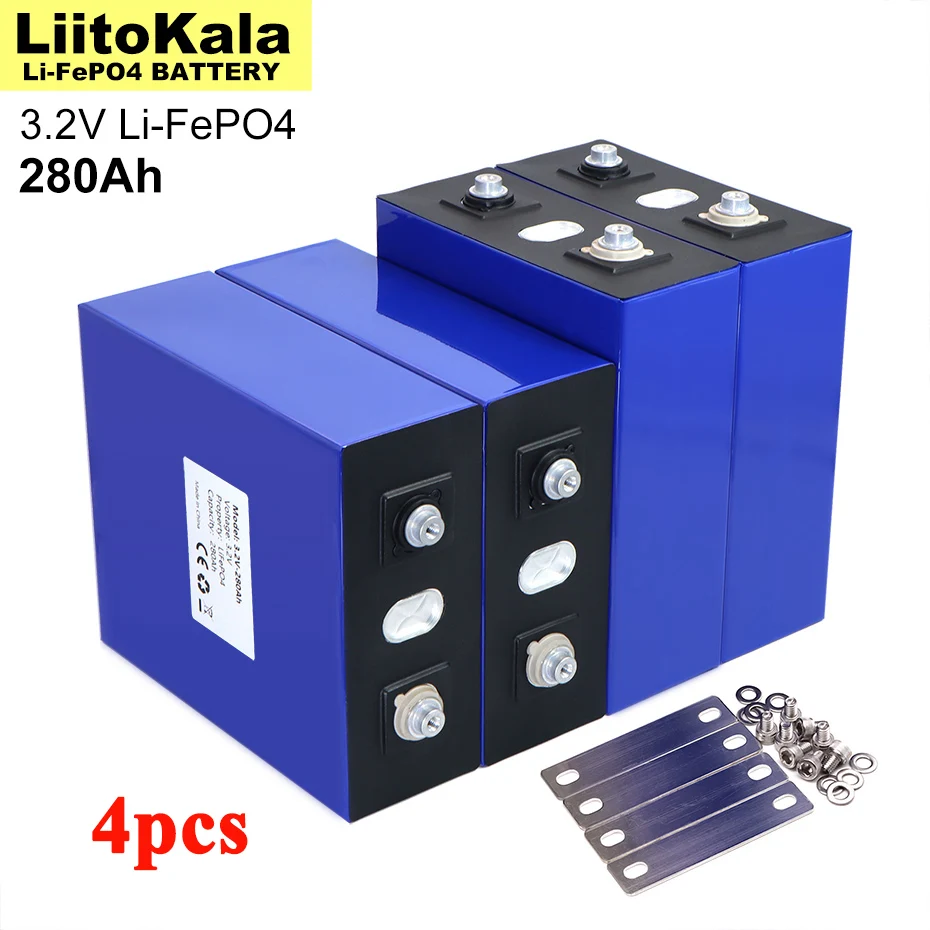 4PCS Liitokala 3.2V 280Ah Lifepo4 DIY 12V 24V Rechargeable Battery For Electric Car RV Solar Energy Storage System
4PCS Liitokala 3.2V 280Ah Lifepo4 DIY 12V 24V Rechargeable Battery For Electric Car RV Solar Energy Storage System