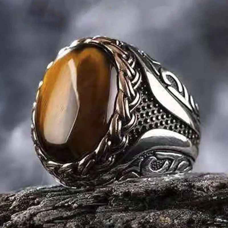 Copper Material Open Adjustable Ring Vintage Oval Tiger Eye Brown Men's Ring Inlaid Geometric Men's Fit Party Fashion Jewelry
Copper Material Open Adjustable Ring Vintage Oval Tiger Eye Brown Men's Ring Inlaid Geometric Men's Fit Party Fashion Jewelry