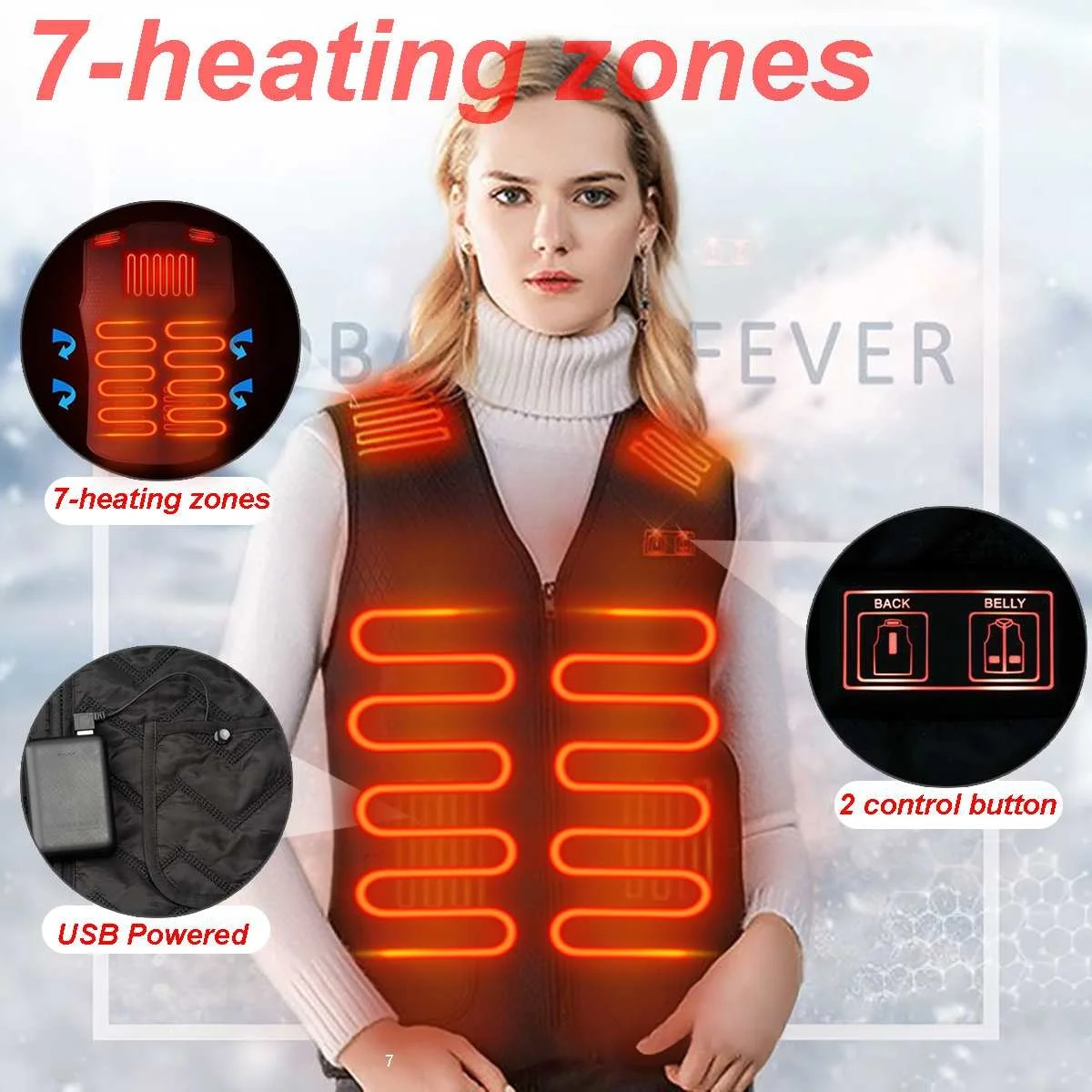 Men Women Electric Heated Jacket Winter Outdoor 7 Area Smart Heating Vest Washable Flexible Thermal Warm Vest For Camping Hiking
Men Women Electric Heated Jacket Winter Outdoor 7 Area Smart Heating Vest Washable Flexible Thermal Warm Vest For Camping Hiking