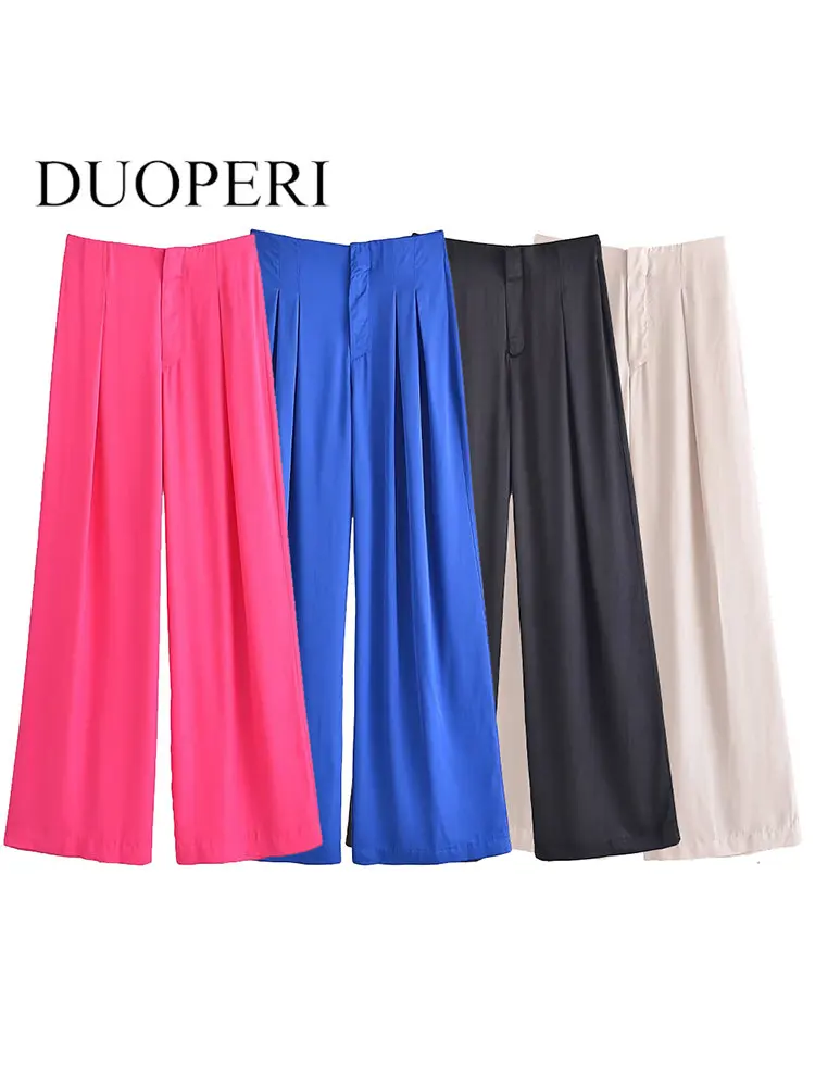 DUOPERI Women Fashion Solid Front Zipper Trousers Vintage High Waist Female Chic Lady Straight Pants
DUOPERI Women Fashion Solid Front Zipper Trousers Vintage High Waist Female Chic Lady Straight Pants