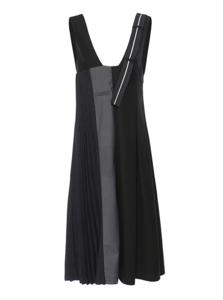 Women Black Color-block Pleated Long Dress New Square Collar Sleeveless Loose Fit Fashion Tide Spring Summer 2022 C325
Women Black Color-block Pleated Long Dress New Square Collar Sleeveless Loose Fit Fashion Tide Spring Summer 2022 C325