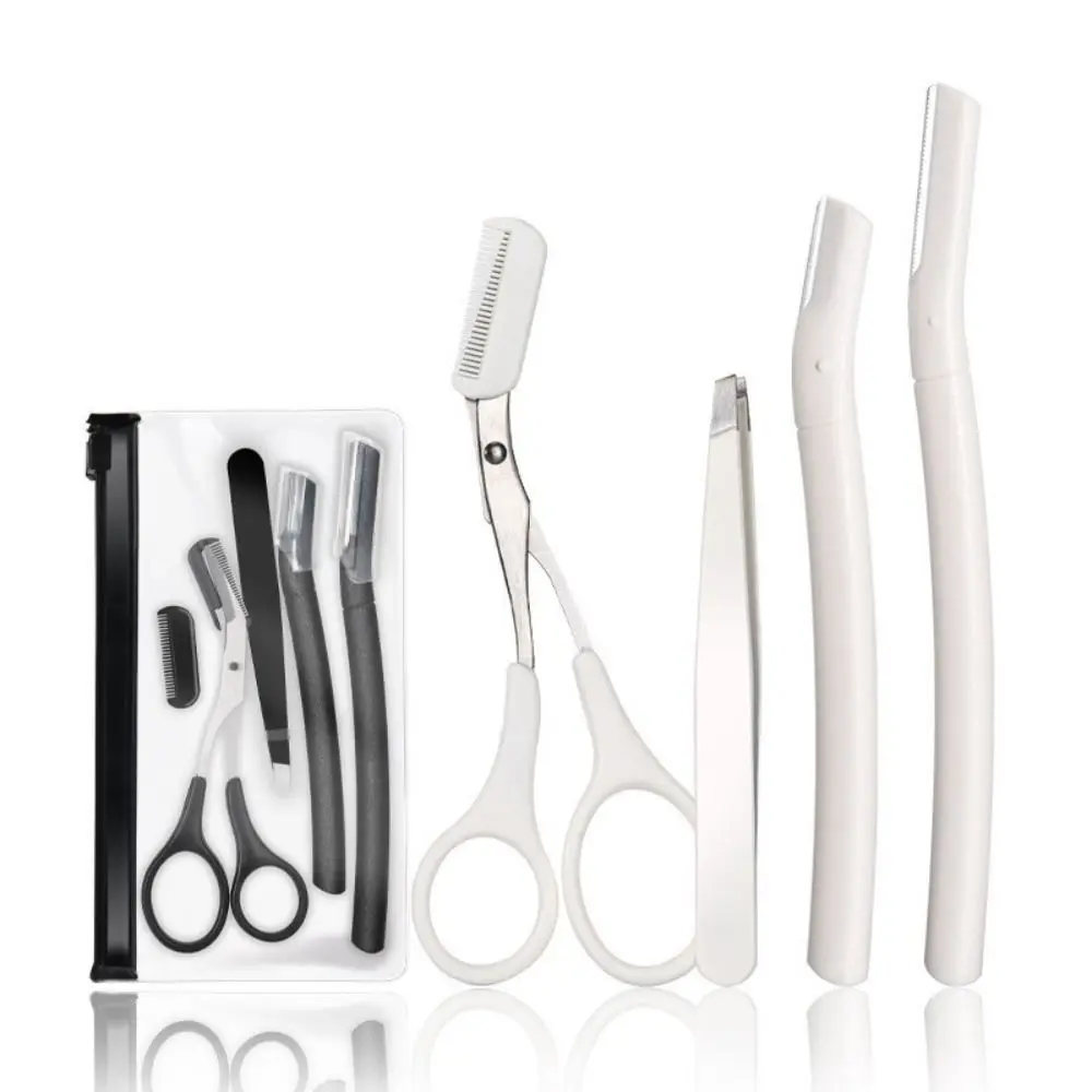 4Pcs Black White Eyebrow Trimming Scissors Stainless Steel Tweezers Eyebrow Scraping Eyebrow Comb Razor Makeup Tools Sets
4Pcs Black White Eyebrow Trimming Scissors Stainless Steel Tweezers Eyebrow Scraping Eyebrow Comb Razor Makeup Tools Sets