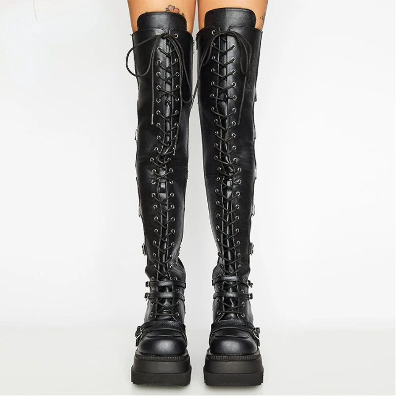 2022 New Design Female High Platform Thigh High Boots Fashion Buckle Punk High Heels Boots Women Cosplay Wedges Shoes
2022 New Design Female High Platform Thigh High Boots Fashion Buckle Punk High Heels Boots Women Cosplay Wedges Shoes