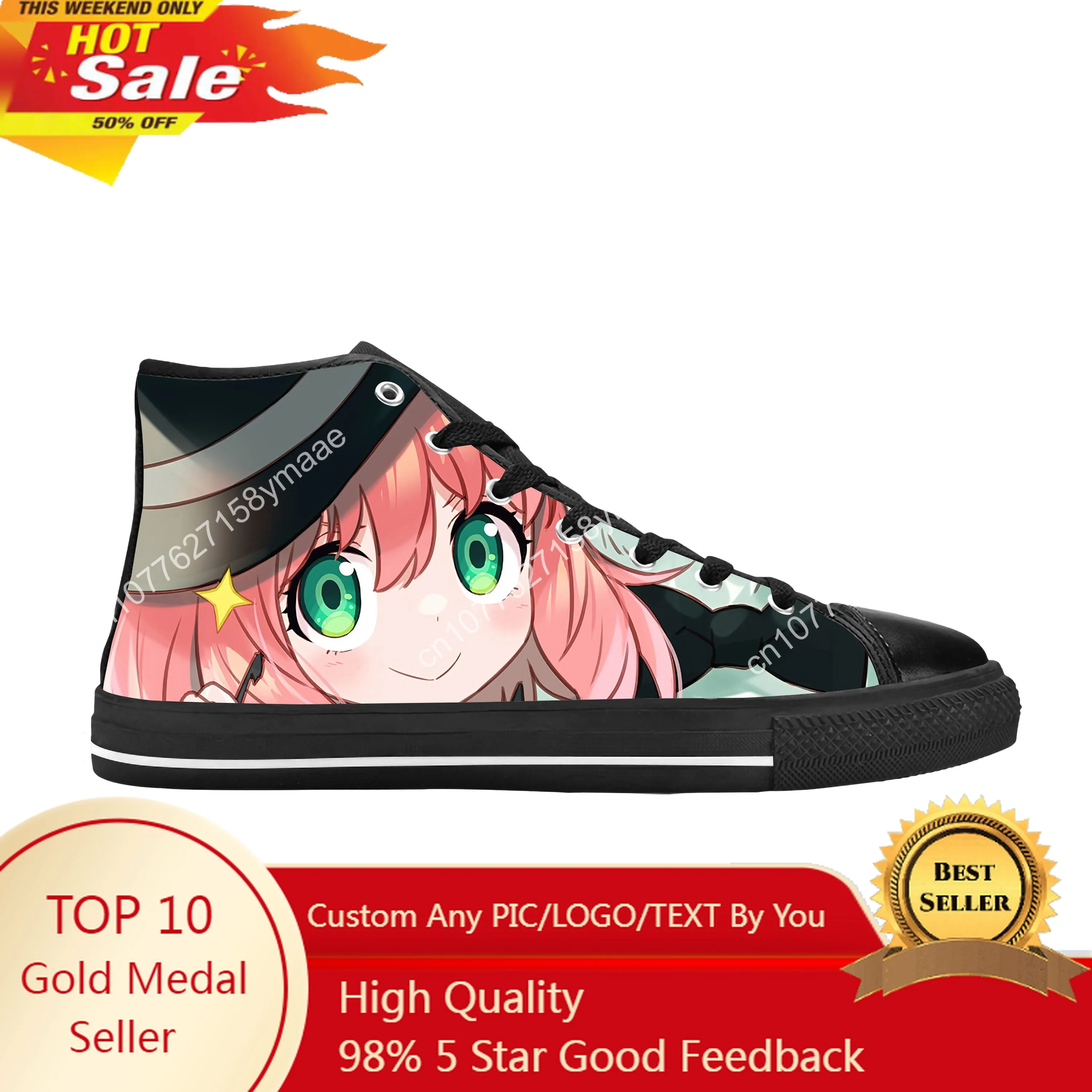 Hot Japanese Anime Manga Spy X Family Anya Forger Casual Cloth Shoes High Top Comfortable Breathable 3D Print Men Women Sneakers
Hot Japanese Anime Manga Spy X Family Anya Forger Casual Cloth Shoes High Top Comfortable Breathable 3D Print Men Women Sneakers