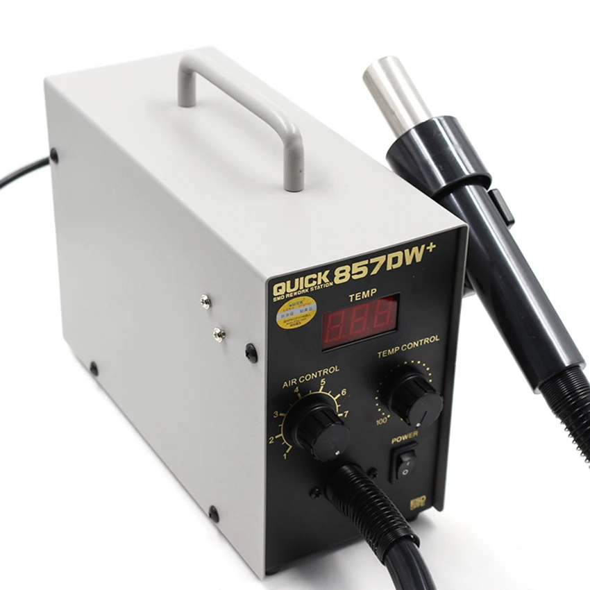 QUICK 857DW+ lead free adjustable hot air heat gun with Helical Wind 580W SMD rework station, high quality
QUICK 857DW+ lead free adjustable hot air heat gun with Helical Wind 580W SMD rework station, high quality