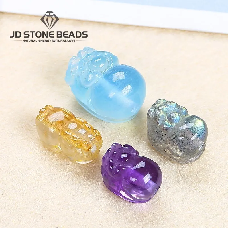 

1 Pc Natural Stone PiXiu Carved Beads Moonstone Amethyst Wealth Lucky Charms Pendant For Jewelry Making Bracelet Accessory
