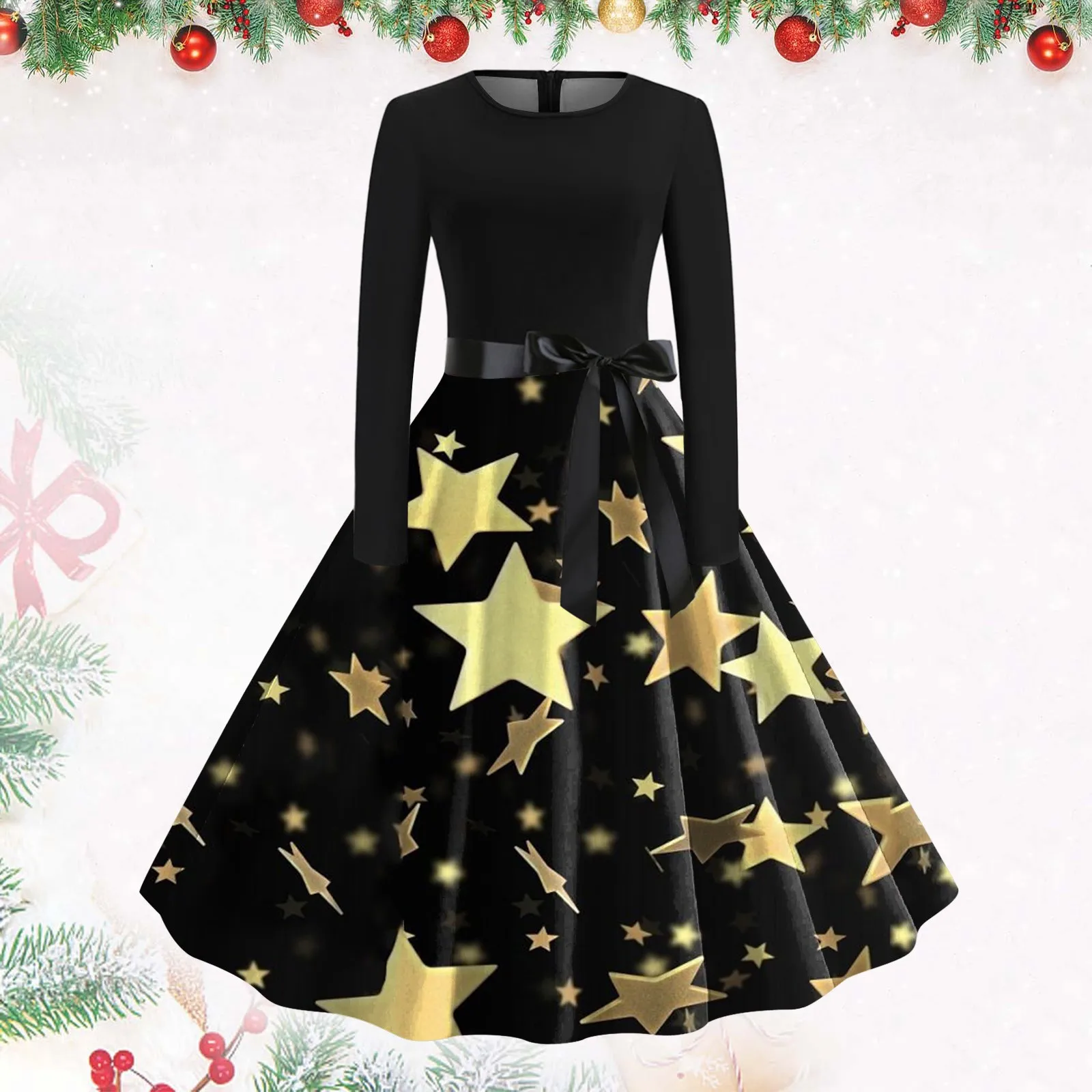 2023 New French Style Vintage Womens Christmas Print Black Dress Hepburn Style Cocktail Prom Party Dress for Women Autumn Winter
2023 New French Style Vintage Womens Christmas Print Black Dress Hepburn Style Cocktail Prom Party Dress for Women Autumn Winter