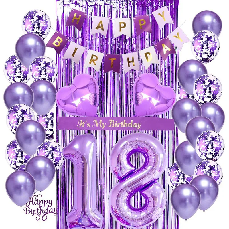 SURSURPIRSE Metal Purple 18th 21th 30th 50th Birthday Party Decoration Confetti Balloons Banner Cake Topper Sash Party Supplies
SURSURPIRSE Metal Purple 18th 21th 30th 50th Birthday Party Decoration Confetti Balloons Banner Cake Topper Sash Party Supplies