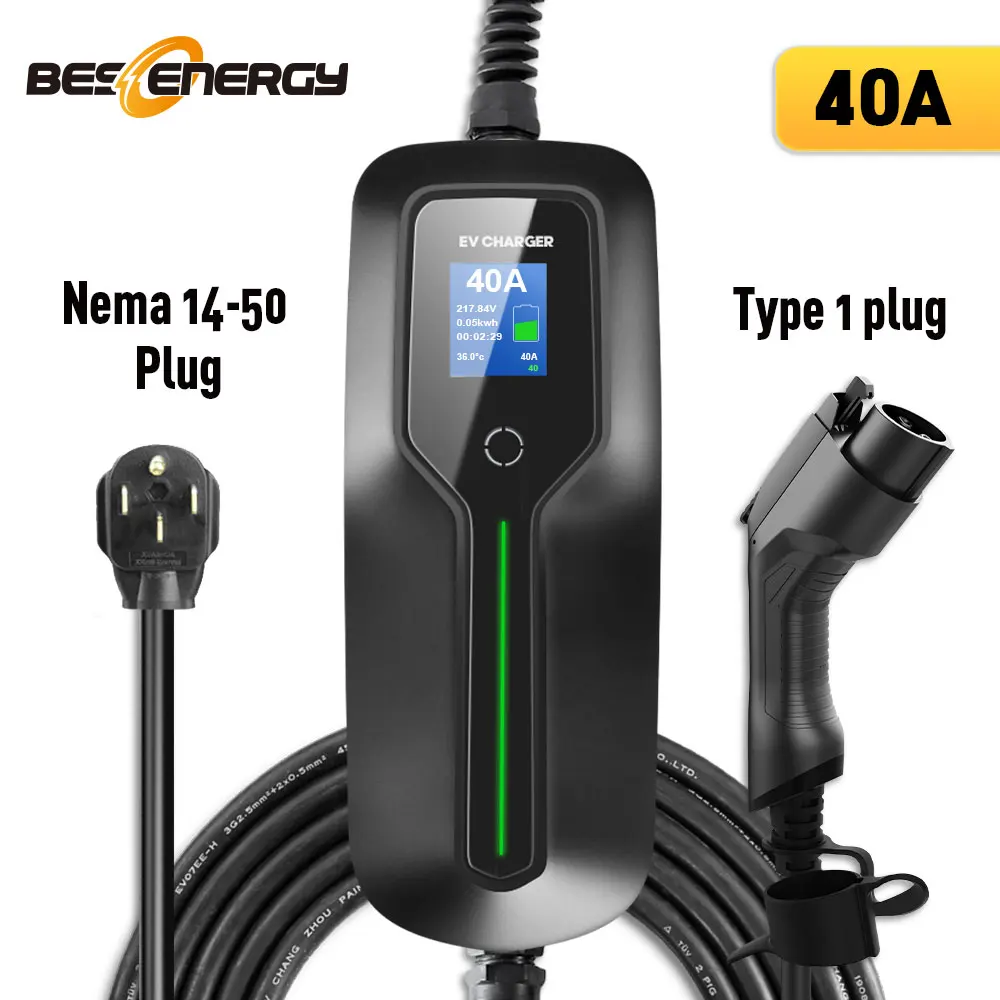 40A Level 2 BESENERGY Portable EV Charger Fix Current Type 1 NEMA14-50 Plug 20Feet 5M 8.8kw For S-A-E J1772 Electric Car Charger
40A Level 2 BESENERGY Portable EV Charger Fix Current Type 1 NEMA14-50 Plug 20Feet 5M 8.8kw For S-A-E J1772 Electric Car Charger