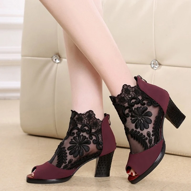 Women's Shoes Spring Summer Fashion Mesh high heel sandals Fish mouth High Heels Mid-Calf Shoe Plus Size
Women's Shoes Spring Summer Fashion Mesh high heel sandals Fish mouth High Heels Mid-Calf Shoe Plus Size