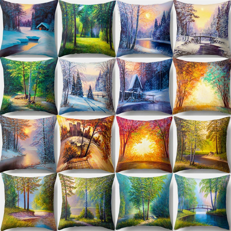 Four Season Landscape Pillowcase Forest Tree Lake Snow Natural Scenery Cushion Pillow Cover Sleeping Sofa Bedroom Home Decor
Four Season Landscape Pillowcase Forest Tree Lake Snow Natural Scenery Cushion Pillow Cover Sleeping Sofa Bedroom Home Decor
