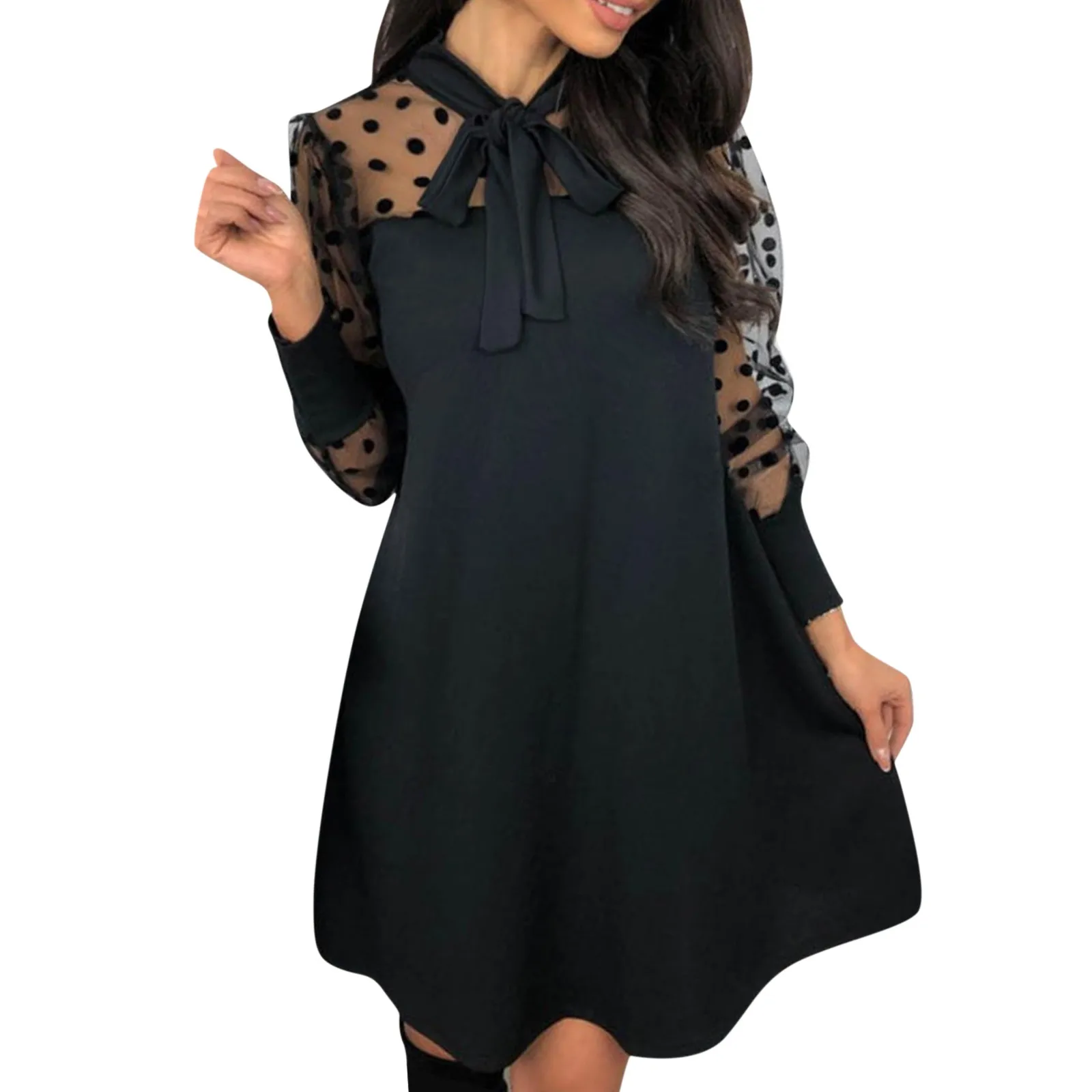Womens Glamour Dress Women Mesh Chiffon Dress Hollow Out O-Neck Sexy Dress Double Long Sleeve Tunic Dress
Womens Glamour Dress Women Mesh Chiffon Dress Hollow Out O-Neck Sexy Dress Double Long Sleeve Tunic Dress