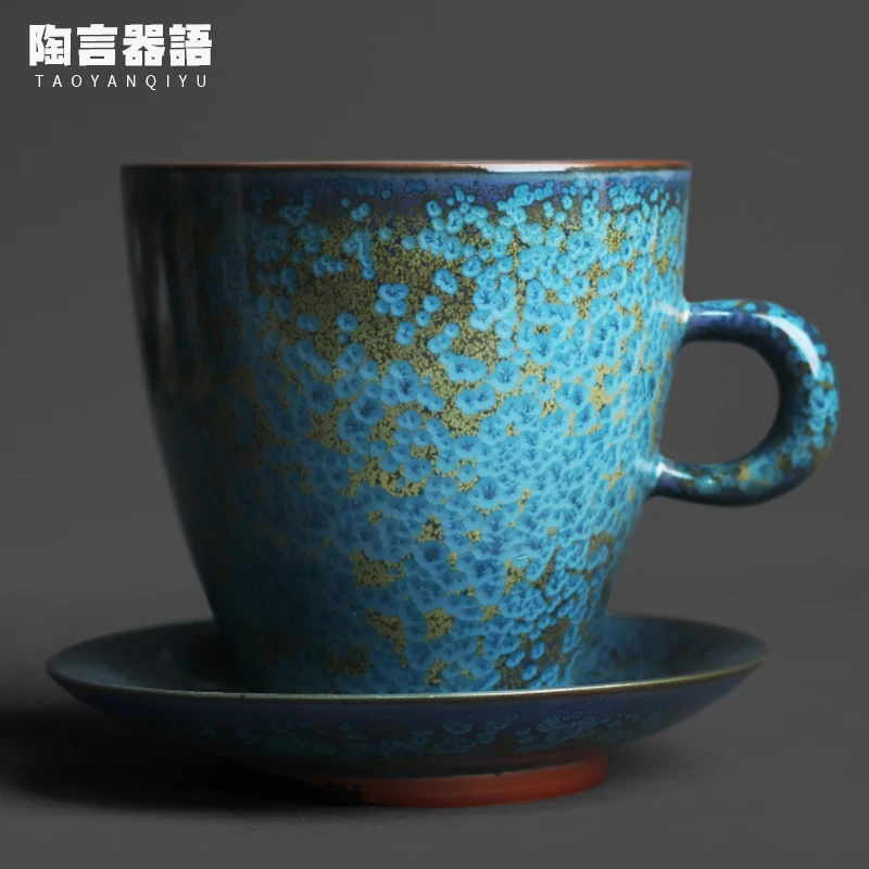 Blue and gold crystal spot effect manual Coffee cup with coaster combination Small office/home office personal Mug milk tea cup
Blue and gold crystal spot effect manual Coffee cup with coaster combination Small office/home office personal Mug milk tea cup