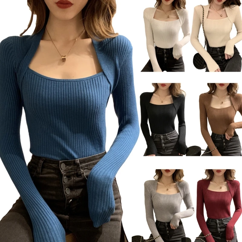 Women Long Sleeve Sweater Square Collar Ribbed Knitwear Sexy Fitted Pullover Top
Women Long Sleeve Sweater Square Collar Ribbed Knitwear Sexy Fitted Pullover Top