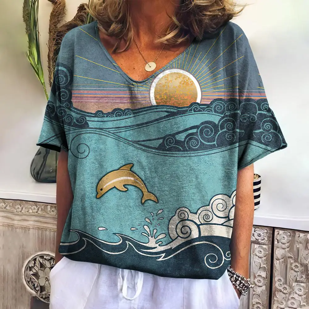 Summer Fashion Women's T Shirt Casual Streetwear Short Sleeve Tops Women Natural Scenery Print Harajuku Loose Female Clothing
Summer Fashion Women's T Shirt Casual Streetwear Short Sleeve Tops Women Natural Scenery Print Harajuku Loose Female Clothing