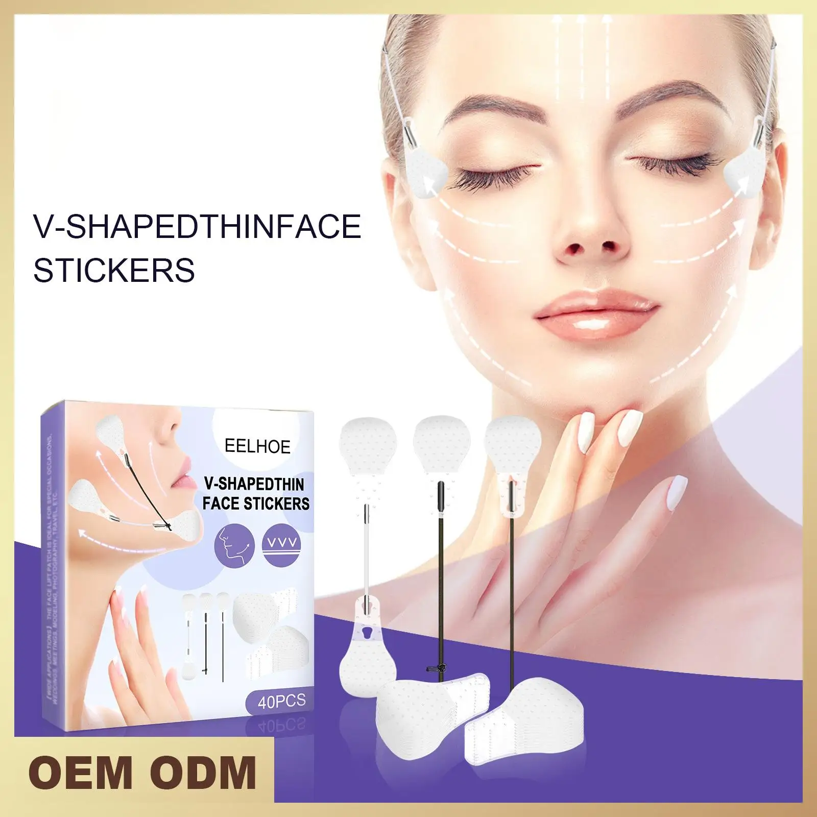40Pcs/Set Thin Face Stickers V-Shape Chin Lifting Patch Face Lifting Line Wrinkles Sagging Skin
40Pcs/Set Thin Face Stickers V-Shape Chin Lifting Patch Face Lifting Line Wrinkles Sagging Skin