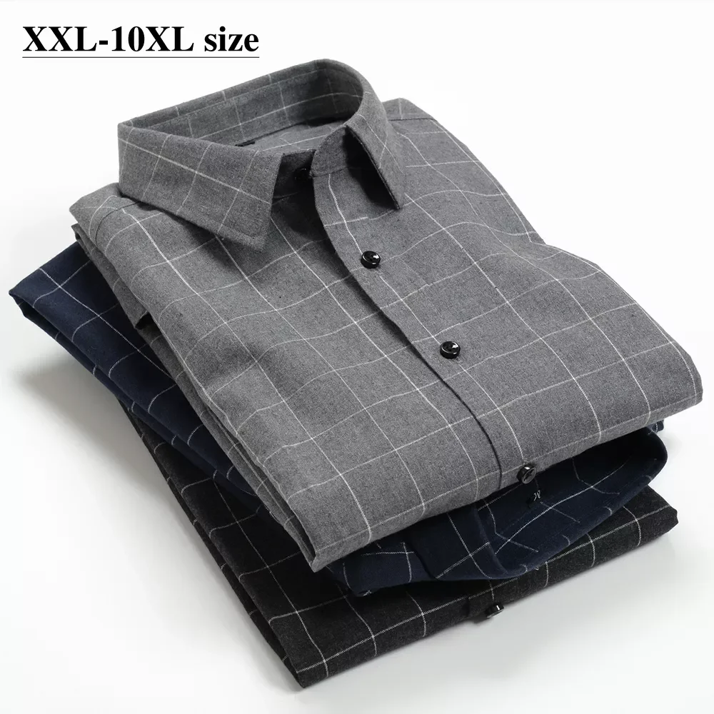 

Рубашка мужская с длинным рукавом, Повседневная блуза в клетку, в деловом стиле, свободного покроя, размеры 5XL 6XL 7XL 8XL 9XL 10XL, осень 2020