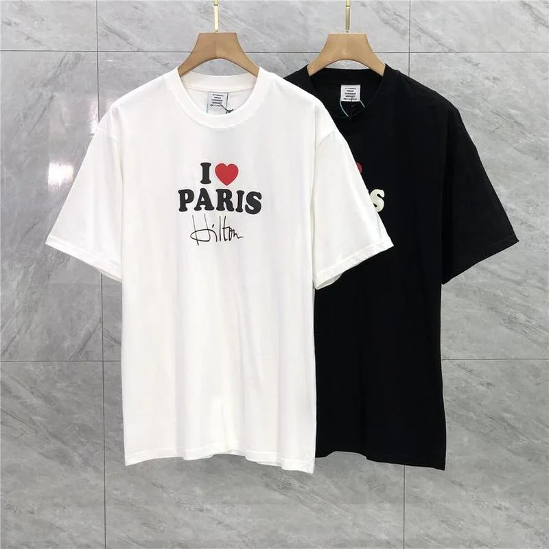 

22SS I Love Paris Print Vetements T Shirt Men Women EU Size 100% Cotton Vetements Top Tees Streetwear Summer Couple Clothes