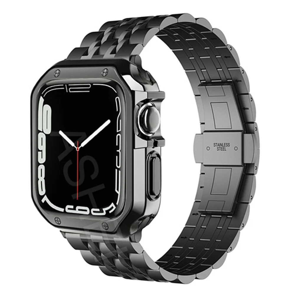 Strap + TPU Case for Apple Watch 7 SE 6 Band 45mm 41mm 44mm 40mm Stainless Steel Bracelet for iWatch 5 4 3 42mm 38mm Soft Cover
Strap + TPU Case for Apple Watch 7 SE 6 Band 45mm 41mm 44mm 40mm Stainless Steel Bracelet for iWatch 5 4 3 42mm 38mm Soft Cover
