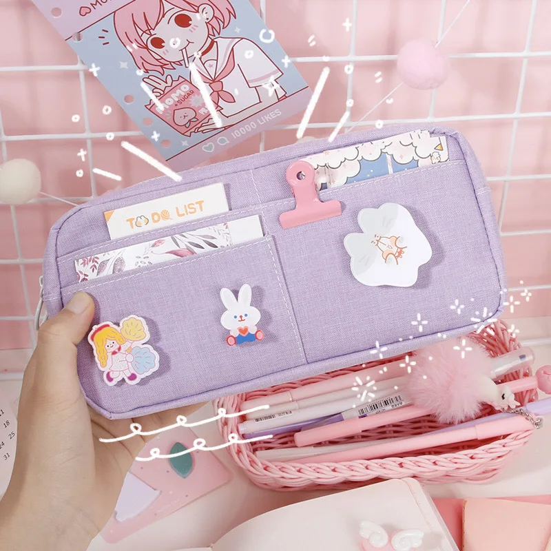 Kawaii Animal Badge Purple Canvas Pencil Case Large Capacity Cute Pink Pencil PencilCase School Case Students Girl Stationery
Kawaii Animal Badge Purple Canvas Pencil Case Large Capacity Cute Pink Pencil PencilCase School Case Students Girl Stationery