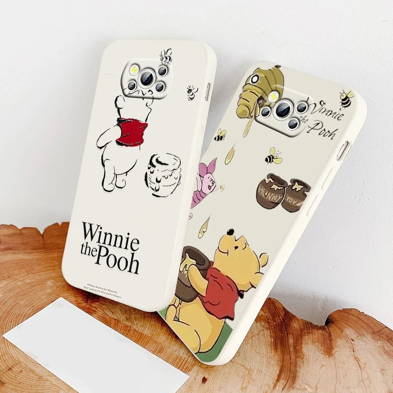 

Phone Case For Xiaomi Mi Poco X4 X3 C40 C31 C3 M4 M3 F4 F3 GT Pro NFC 5G Armour Disney Winnie the Pooh Hot Liquid Rope Cover