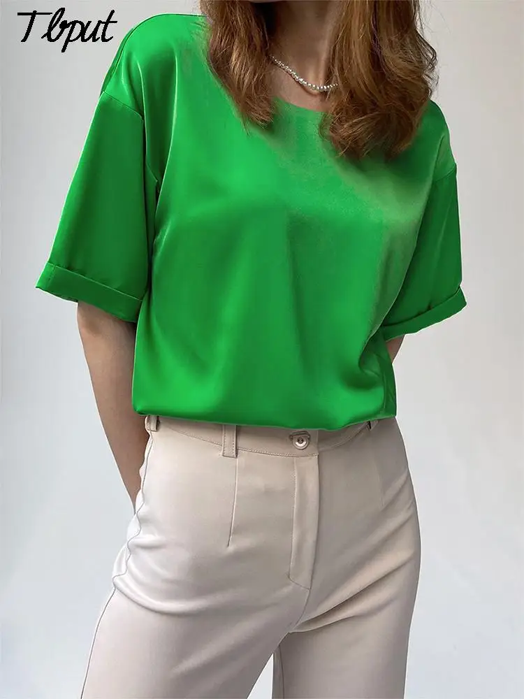 2022 Women O Neck Satin Casual T-shirt Female All-match Ice Silk Short-sleeved Top Summer Fashion Ladies Clothing Pullovers
2022 Women O Neck Satin Casual T-shirt Female All-match Ice Silk Short-sleeved Top Summer Fashion Ladies Clothing Pullovers