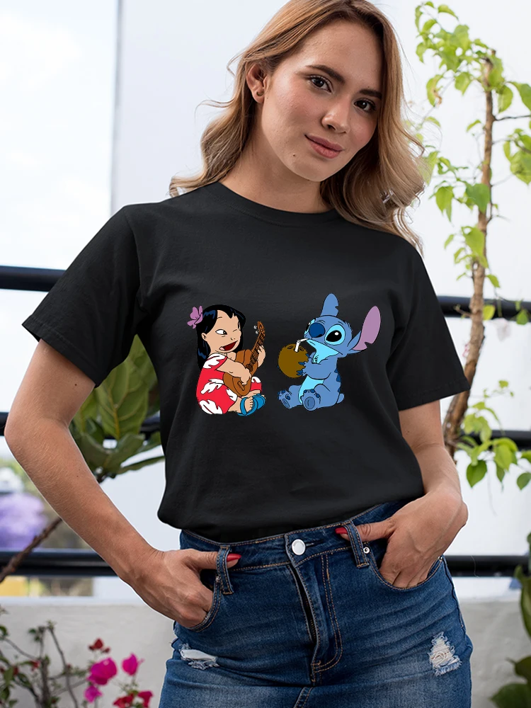 Stitch Women's Summer Shirts Urban Casual Black Tops Disney Branded Cartoon Clothing Young Style Fashion Women's T Shirts 2022
Stitch Women's Summer Shirts Urban Casual Black Tops Disney Branded Cartoon Clothing Young Style Fashion Women's T Shirts 2022
