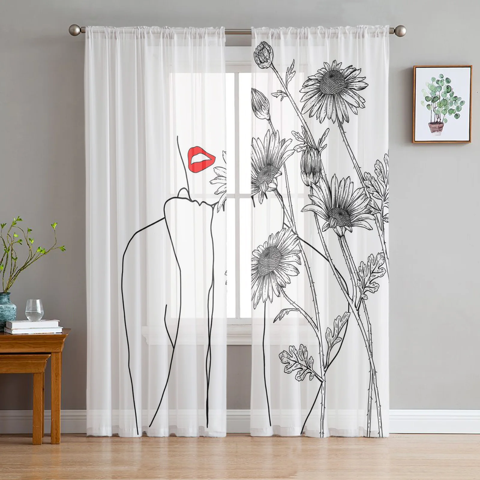 Daisy Line Pattern Red Lips Tulle Curtains Balcony Room Fashion Printed Sheer Curtain Living Room Window Modern Decor
Daisy Line Pattern Red Lips Tulle Curtains Balcony Room Fashion Printed Sheer Curtain Living Room Window Modern Decor