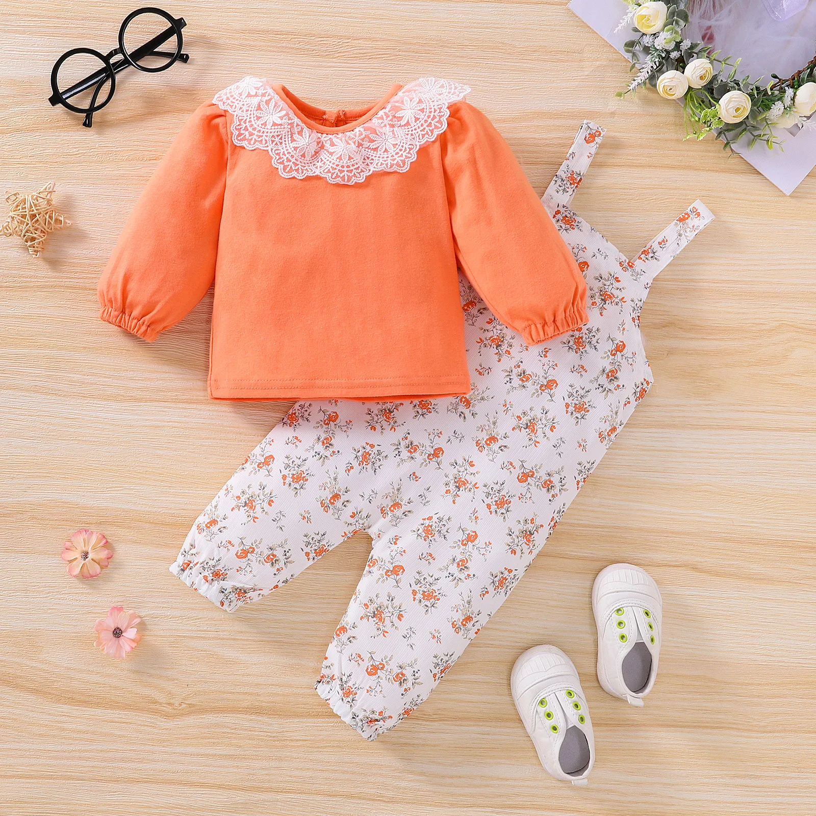 Toddler Baby Girl Clothes Sets Lace Crew Neck Long Sleeve Top Floral Print Suspender Trousers Outfits Clothes Suit
Toddler Baby Girl Clothes Sets Lace Crew Neck Long Sleeve Top Floral Print Suspender Trousers Outfits Clothes Suit