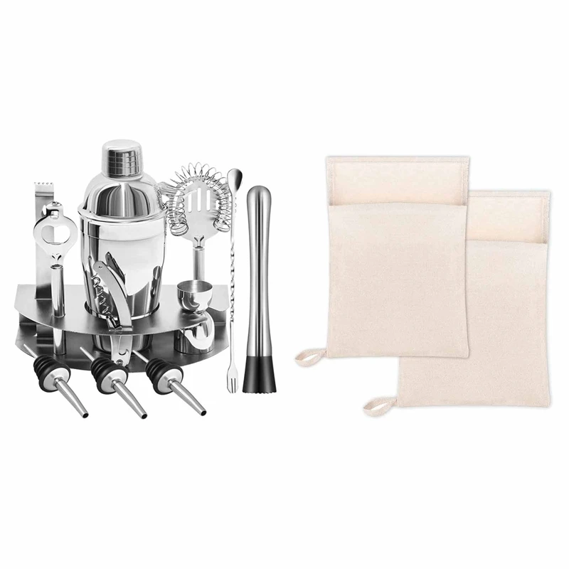Cocktail Shaker Set, 12 Piece Bartender Kit Bar Tool Bar Accessories & 2Pcs Lewis Ice Bag
Cocktail Shaker Set, 12 Piece Bartender Kit Bar Tool Bar Accessories & 2Pcs Lewis Ice Bag