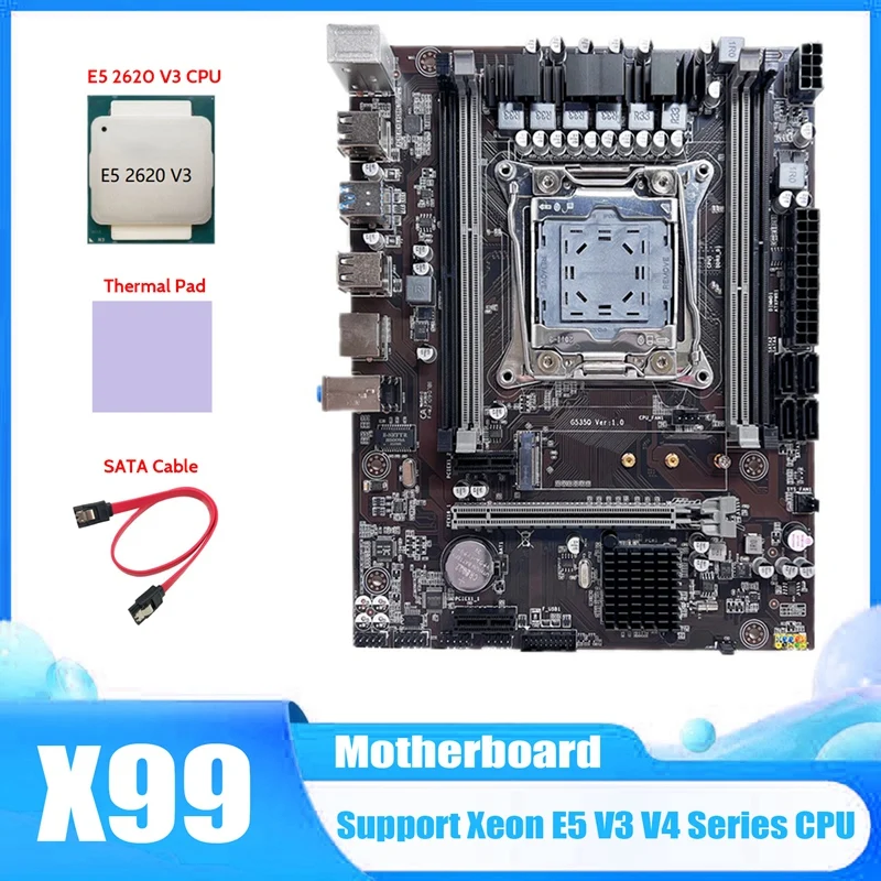 Материнская плата X99, материнская плата для компьютера с поддержкой оперативной памяти DDR4 с процессором E5 2620 V3 + кабелем SATA + термопадом
Материнская плата X99, материнская плата для компьютера с поддержкой оперативной памяти DDR4 с процессором E5 2620 V3 + кабелем SATA + термопадом
