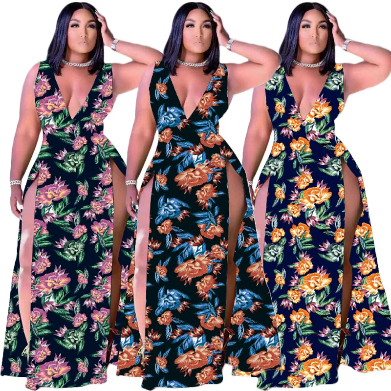 Woman Sleeveless Maxi dress Floral Printed V Neck Split Floor Length bohe dress S-3XL 3Color EQ9522
Woman Sleeveless Maxi dress Floral Printed V Neck Split Floor Length bohe dress S-3XL 3Color EQ9522