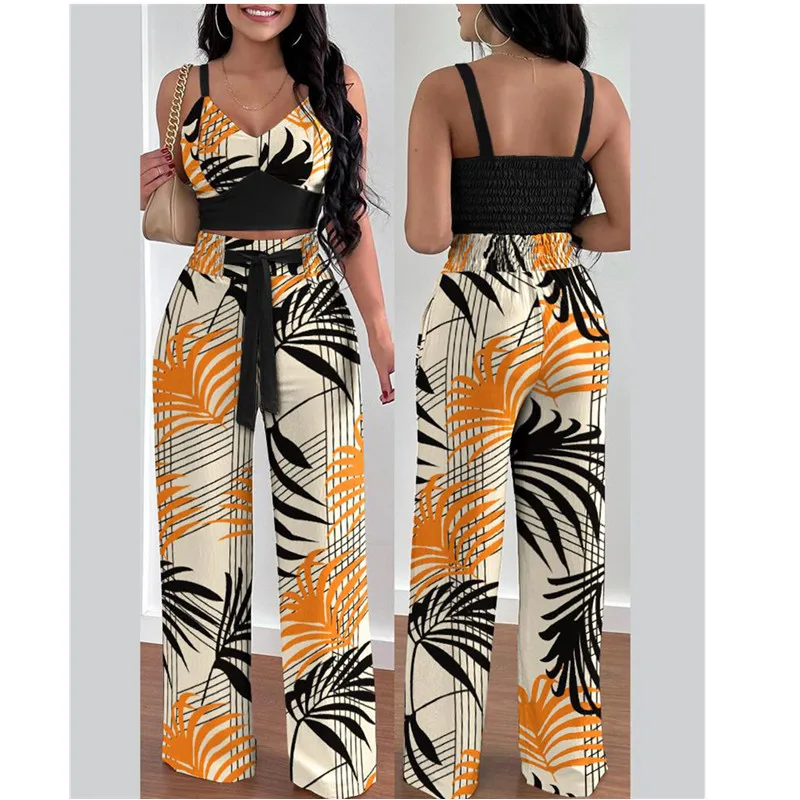 Sleeveless Crop Top Two Piece Set For Women Tracksuit 2023 Casual New In Matching Pant Sets Elegant Backless Women's Suit
Sleeveless Crop Top Two Piece Set For Women Tracksuit 2023 Casual New In Matching Pant Sets Elegant Backless Women's Suit