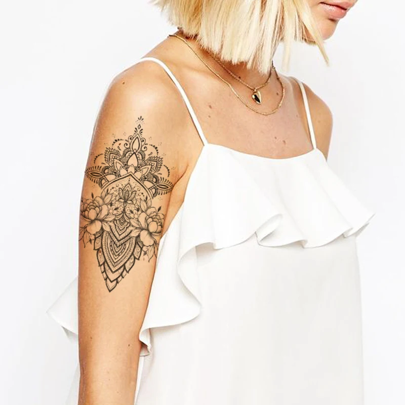 

Водостойкая Временная тату-наклейка, цветок брама, тотем, флэш-татуировки, роза, пион, боди-арт, переводка на руку, искусственная татуировка для женщин