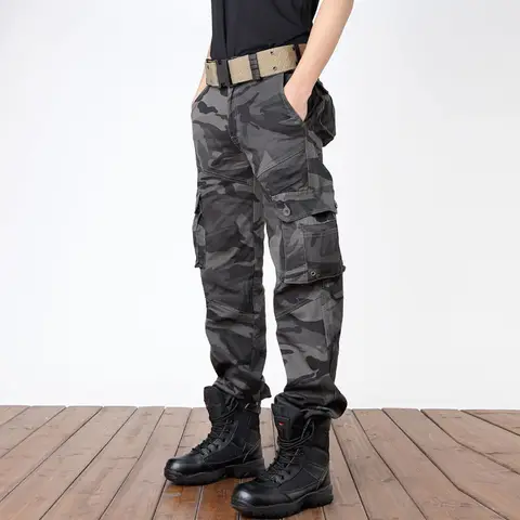 Брюки-карго мужские с карманами, мешковатые городские боевые камуфляжные штаны в стиле милитари, тактические брюки черного, армейского, зеленого цветов