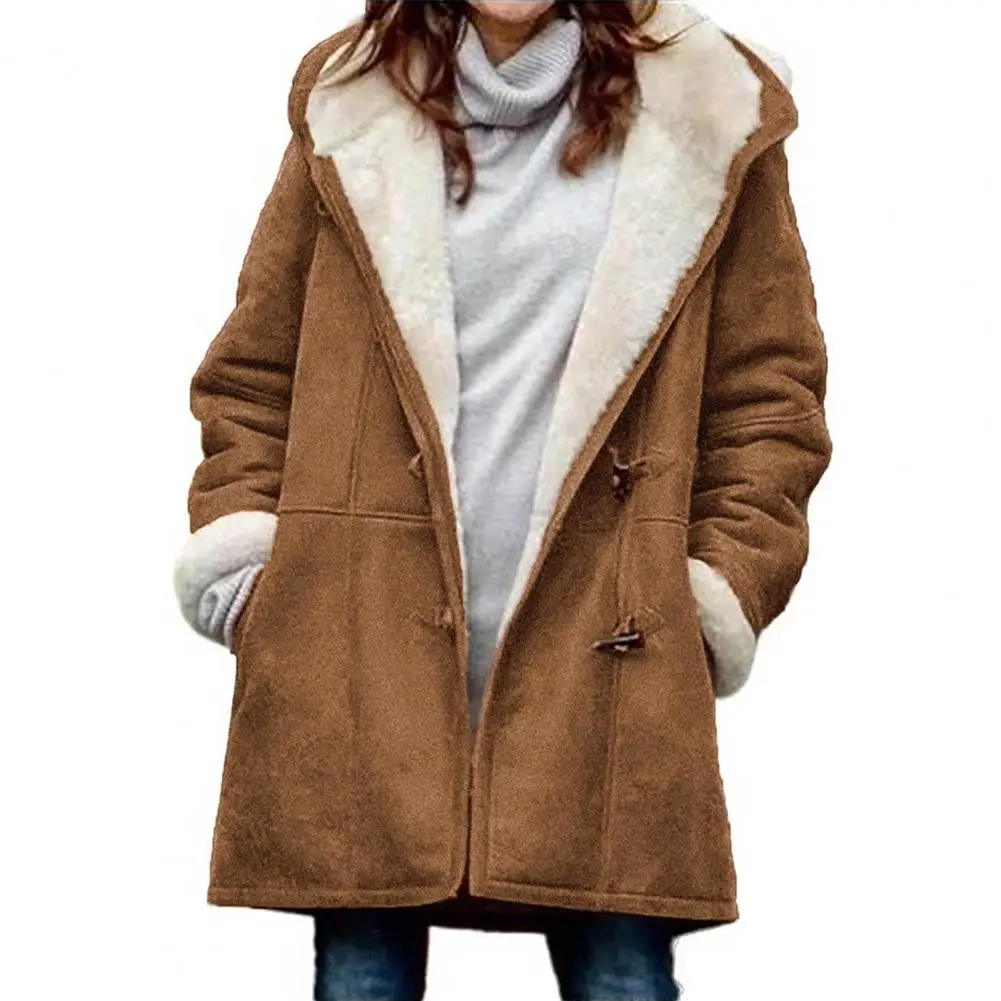 Women Outerwear Fleece Lined Thicken Streetwear Windproof Hood Overcoat Winter Overcoat for Daily Wear
Women Outerwear Fleece Lined Thicken Streetwear Windproof Hood Overcoat Winter Overcoat for Daily Wear