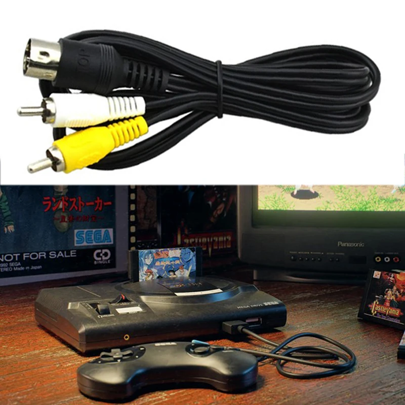 1.8M Retro-bit AV RCA Audio Video Cable For Sega Genesis 2 3 II III Connection Cord 3RCA To 9 Pin Nickel Plated Plug Game Cable 
1.8M Retro-bit AV RCA Audio Video Cable For Sega Genesis 2 3 II III Connection Cord 3RCA To 9 Pin Nickel Plated Plug Game Cable