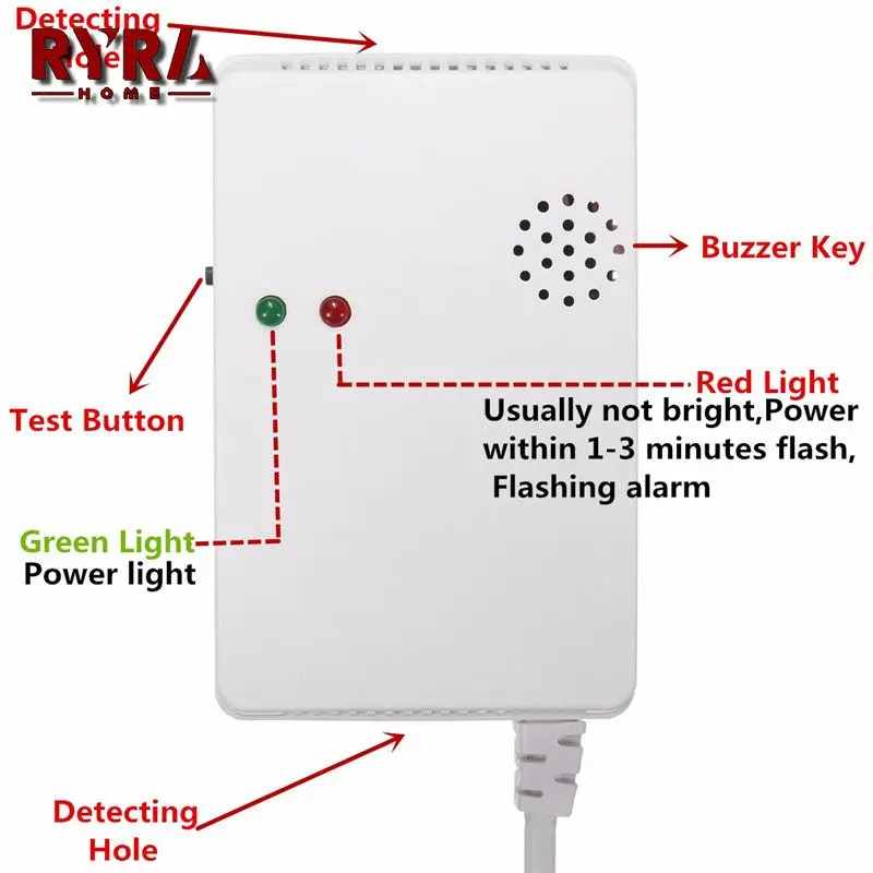

Lpg Alarm Sensor Smart Home Security Light Flash And 85db Sound Alarm Us New Natural Gas Leak Detector 220v Ac Ck-2008c