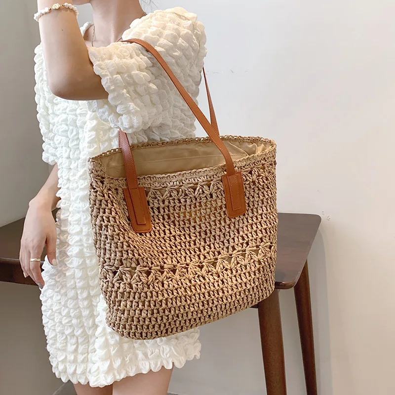 Casual Straw Large Capacity Tote Handmade Woven Hollow Women Shoulder Bags Summer Beach Handbags Big Shopper Purses Bali 2022
Casual Straw Large Capacity Tote Handmade Woven Hollow Women Shoulder Bags Summer Beach Handbags Big Shopper Purses Bali 2022