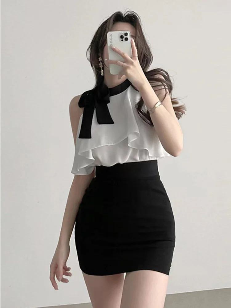 Шифоновая Блузка с оборками, открытыми плечами и бантом, в Корейском стиле
Шифоновая Блузка с оборками, открытыми плечами и бантом, в Корейском стиле