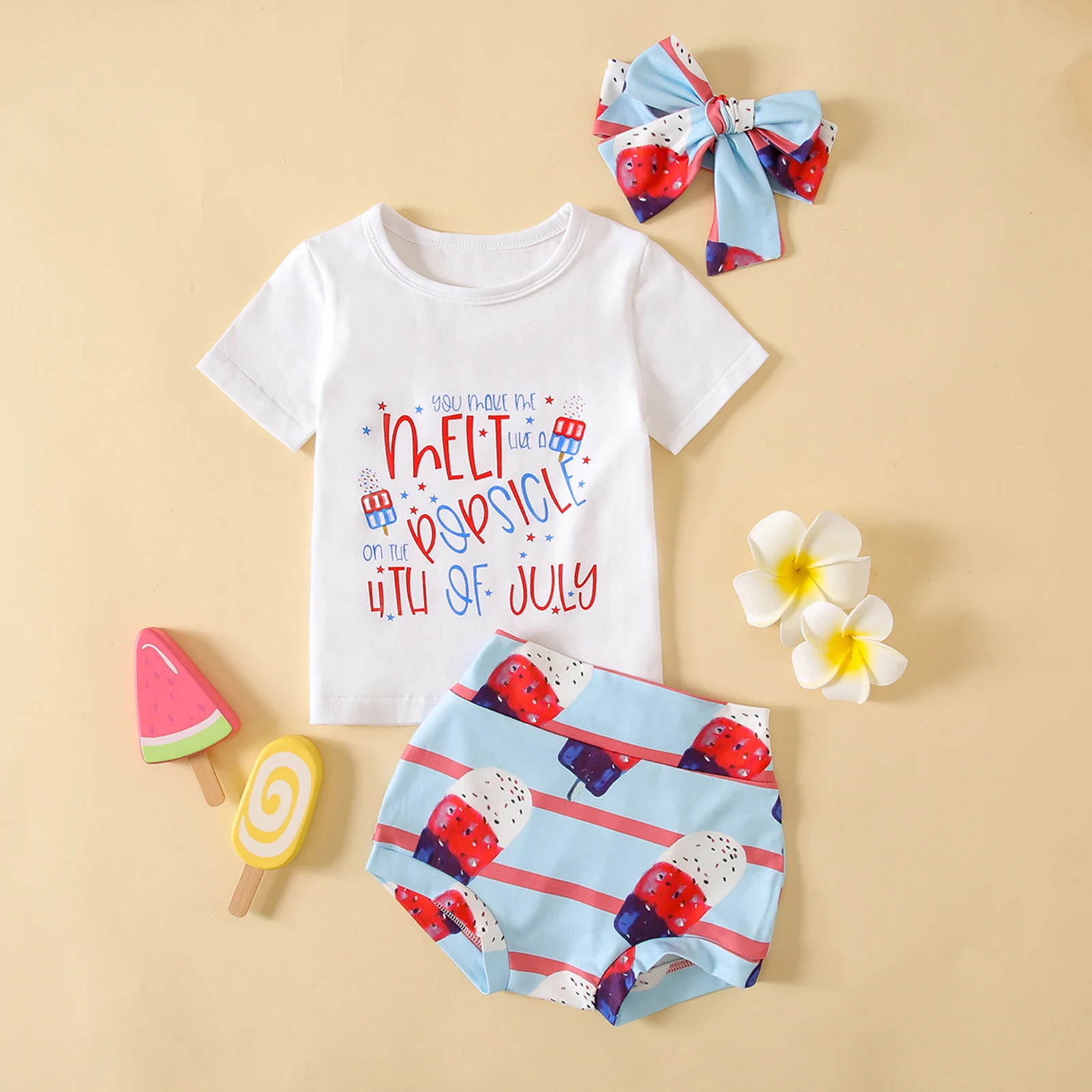 Летний костюм для малышей с надписью, футболка с коротким рукавом и круглым вырезом, шорты с мороженым, повязка на голову, детская одежда
Летний костюм для малышей с надписью, футболка с коротким рукавом и круглым вырезом, шорты с мороженым, повязка на голову, детская одежда